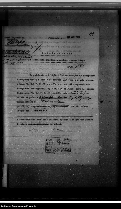 Obraz 15 z jednostki "Zatwierdzenie projektu zakładu przemysłowego / urządzenie rzeźni/ własność Wojewódzkie Zakłady Psychiatryczne w Kościanie"