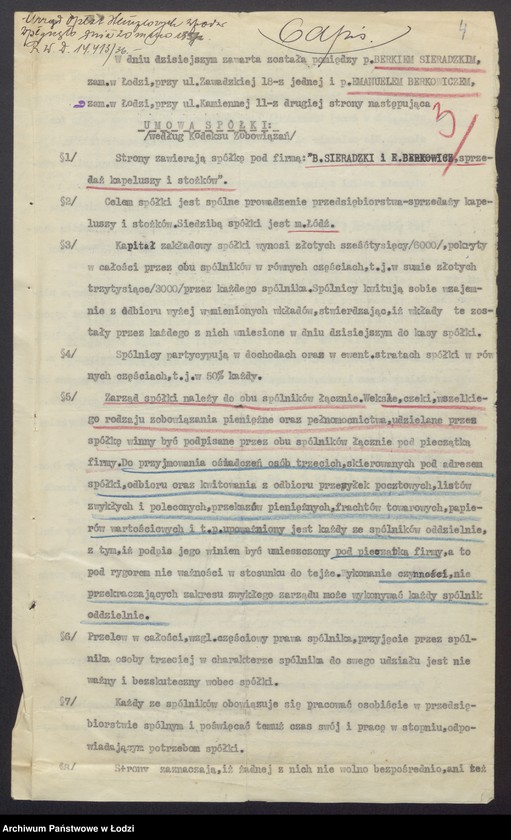Obraz 6 z jednostki "Berek Sieradzki, Emanuel Berkowicz- sprzedaż kapeluszy i stożków"