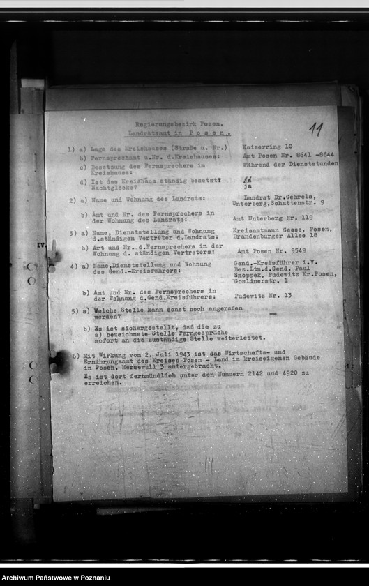 Obraz 15 z jednostki "Dienstübersichten- Beamten von Dienst"