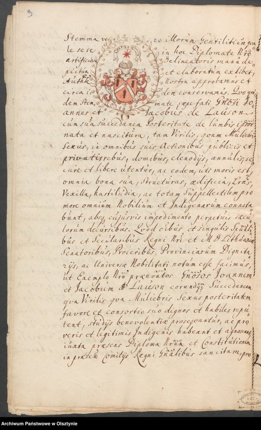 image.from.unit.number "V. [von] Lauson [Johannes Jacobus de Lauson - indygenat]"