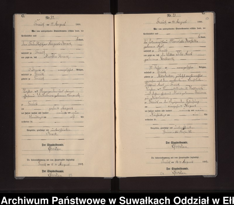 image.from.unit.number "Sterbe-Neben-Register des Königlichen Preussischen Standes-Amtes Gneist Kreis Lötzen"