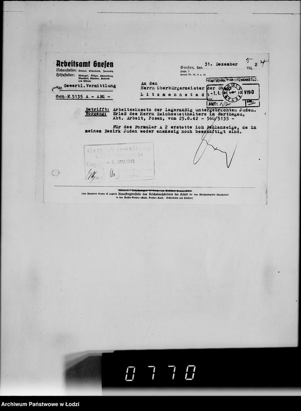 Obraz 8 z jednostki "Sonderkonto 12300. Arbeitsamt Gnesen, Arbeitsamt Hohensalza Judenlager: Montwy- (Kreis Hohensalza), Grossendorf-(Kreis Hohensalza), Bilsko, Mogilno, Olscha, Bornheim u.Schlabau, Wiesengrund, Hinterwalden, Neuwelt."