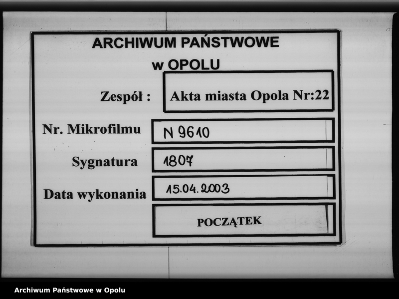 Obraz 1 z jednostki "Acta des Magistrats zu Oppeln betreffend die Revision der Statuten der schon bestehenden ältern Innungen de anno 1848"