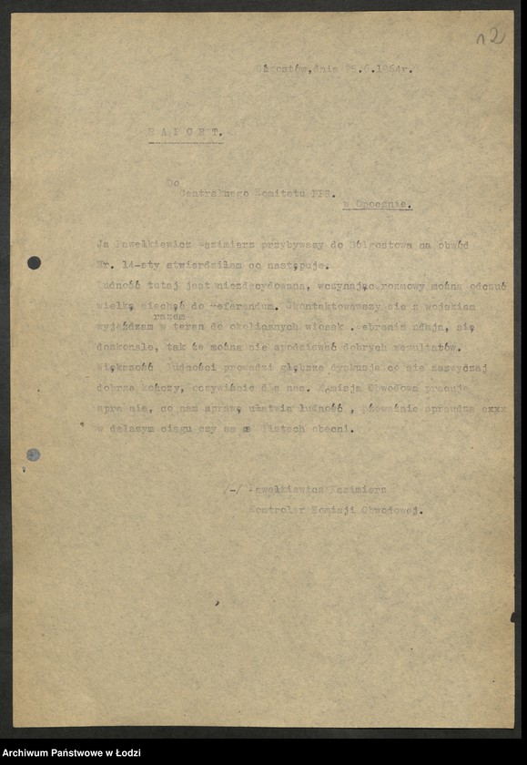 Obraz 13 z jednostki "Referendum Ludowe - sprawozdania [, raporty i wykazy] aktywu wojewódzkiego PPR [oddelegowanego do organizacji powiatowych]"