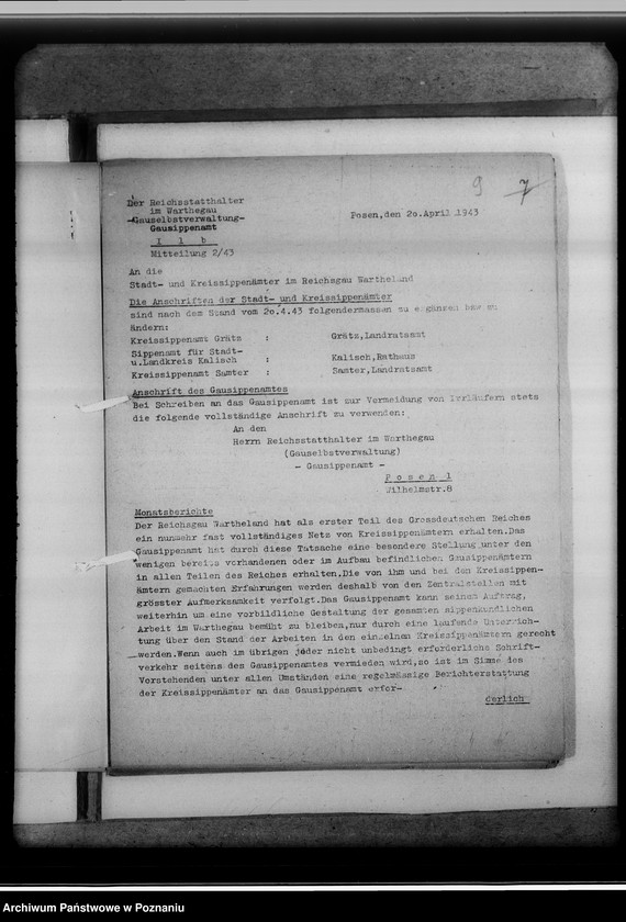 Obraz 13 z jednostki "Mitteilungen an sämtliche Stadt - und Kreissippenämter des Gaues Warthelands"