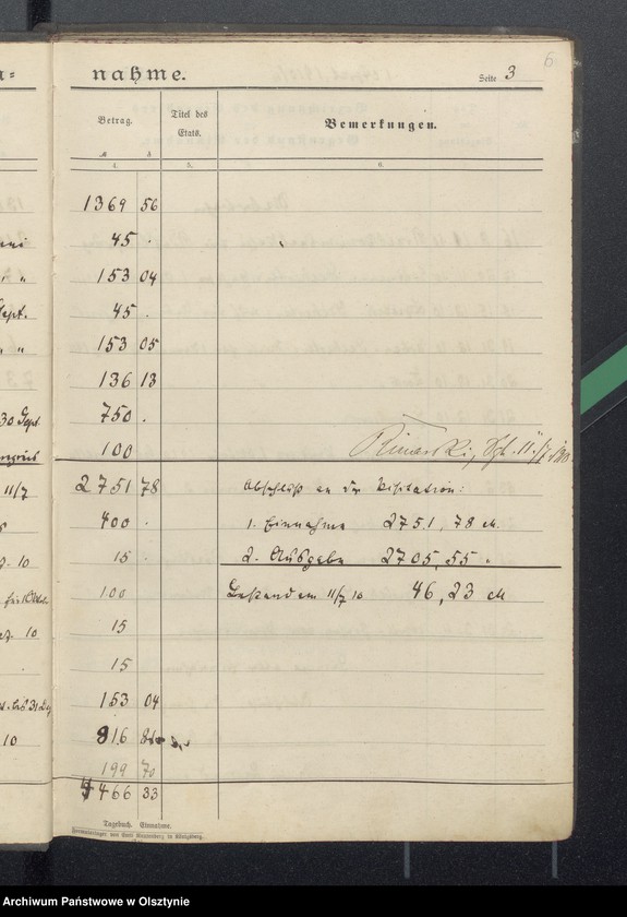 image.from.unit.number "Tagebuch über Einnahme und Ausgabe der Pfarrstellenkasse zu Seehesten"