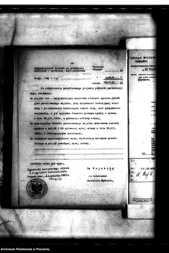 image.from.unit.number "Orzeczenie wojewody poznańskiego, zatwierdzenie projektu parcelacji majątku Młynkowo powiatu szamotulskiego"