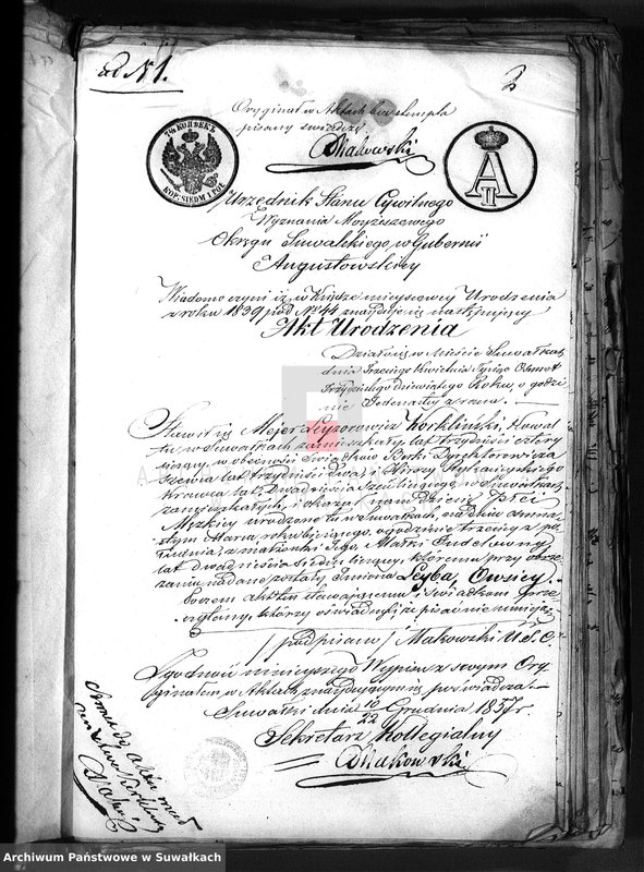 image.from.unit.number "Dowody do akt Osób Zaślubionych Urzędnika Stanu Cywilnego Wyznania Mojżeszowego Okregu Suwalskiego"