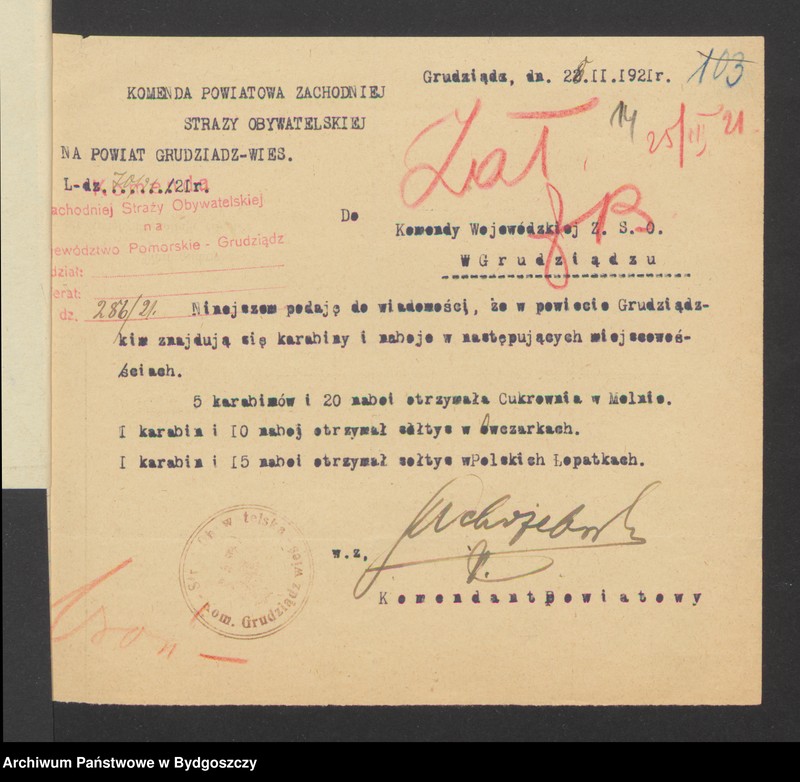 image.from.unit.number "Zaopatrzenie w broń Komendy Wojewódzkiej i Komend Powiatowych Zachodniej Straży Obywatelskiej na Województwo Pomorskie"