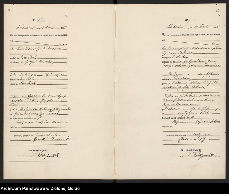 image.from.unit.number "Sterbe-Register (Haupt Register) Standesamt Trebschen Kreis Züllichau-Schwiebus 1908 bis 1922"