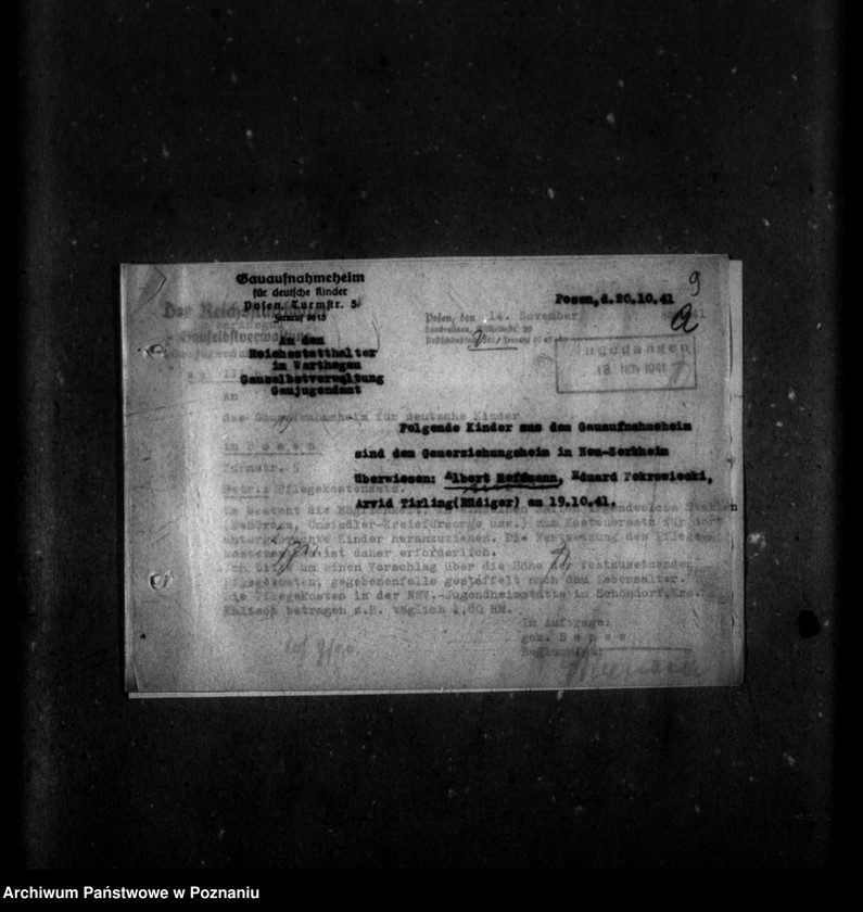 Obraz 13 z jednostki "Schriftwechsel mit Gaujugendamt betreffend ehemalige Heimkinder [Korespondencja w sprawie przyjęcia dzieci oraz ich dalszych losów]."