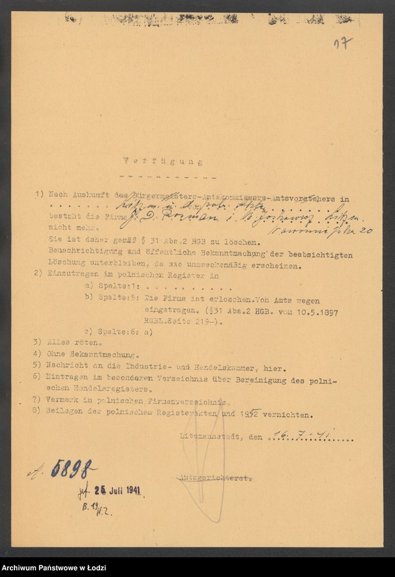 Obraz 19 z jednostki "J. D. Rosman i M. Joskowicz – sprzedaż wyrobów włókienniczych i galanterii"