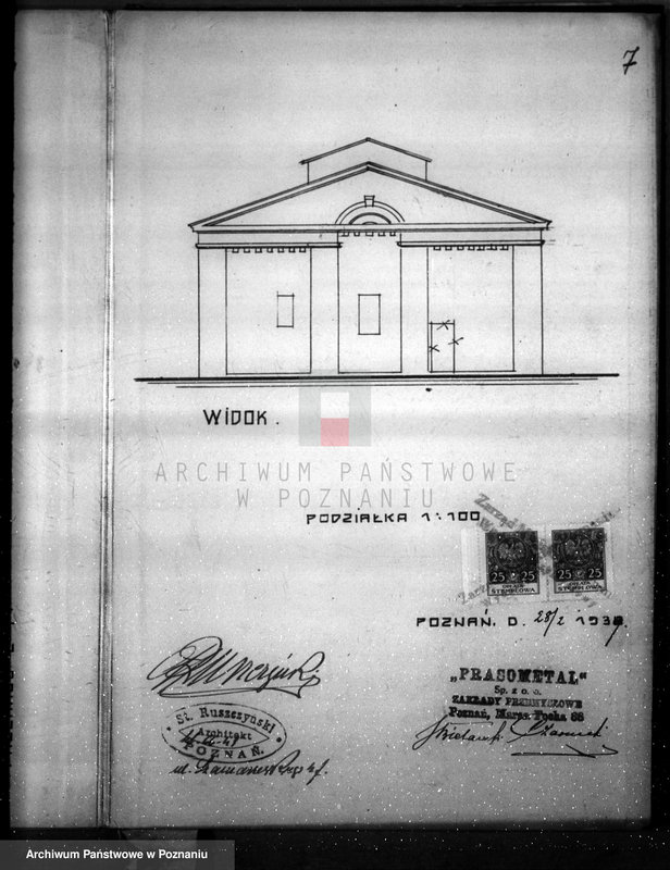 Obraz 11 z jednostki "Rysunek na urządzenie fabryki wyrobów metalowych w budynku fabrycznym zakładów przemysłowych "Prasometal" przy ul. Focha nr 88"