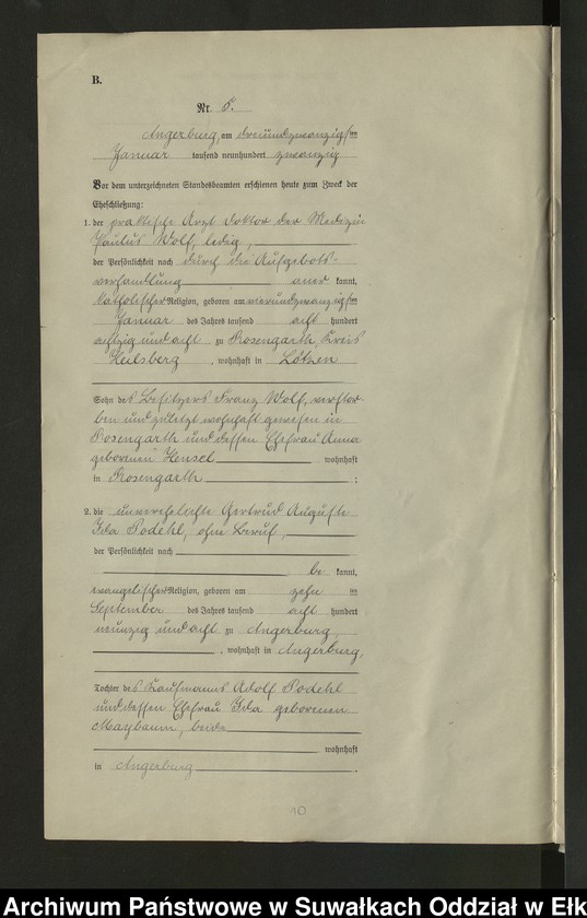 image.from.unit.number "[Heirats - Register (Neben - Register) Standesamt Angerburg einschl. der Bezirke, Gr. Strengeln, Prinowen und Kehlen Kreis Angerburg] No 1 bis 49"