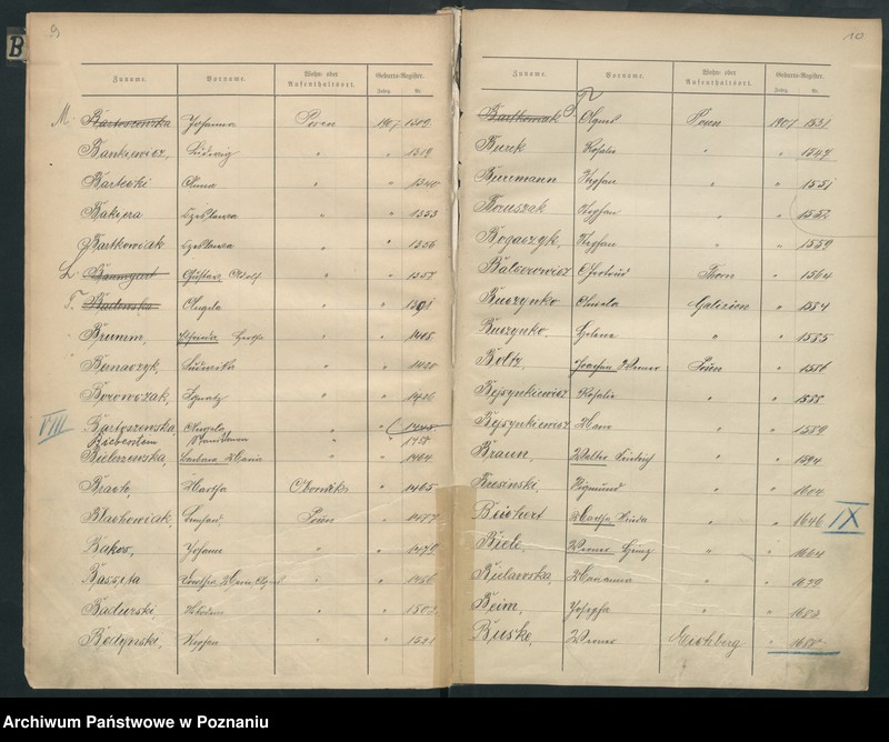 Obraz 7 z jednostki "Spis alfabetyczny urodzeń za 1907"