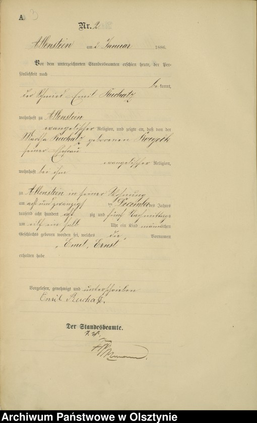 image.from.unit.number "Geburts-Haupt-Register Tom I,Nr 1 - 300"