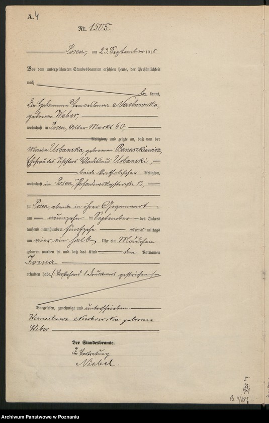 Obraz 6 z jednostki "Księga miejscowa urodzeń tom IV[Rejestr główny urodzeń]"