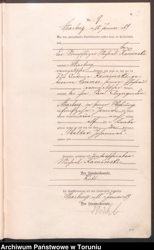 image.from.unit.number "Geburts Neben Register Starburg Stadt für das Jahr 1909"