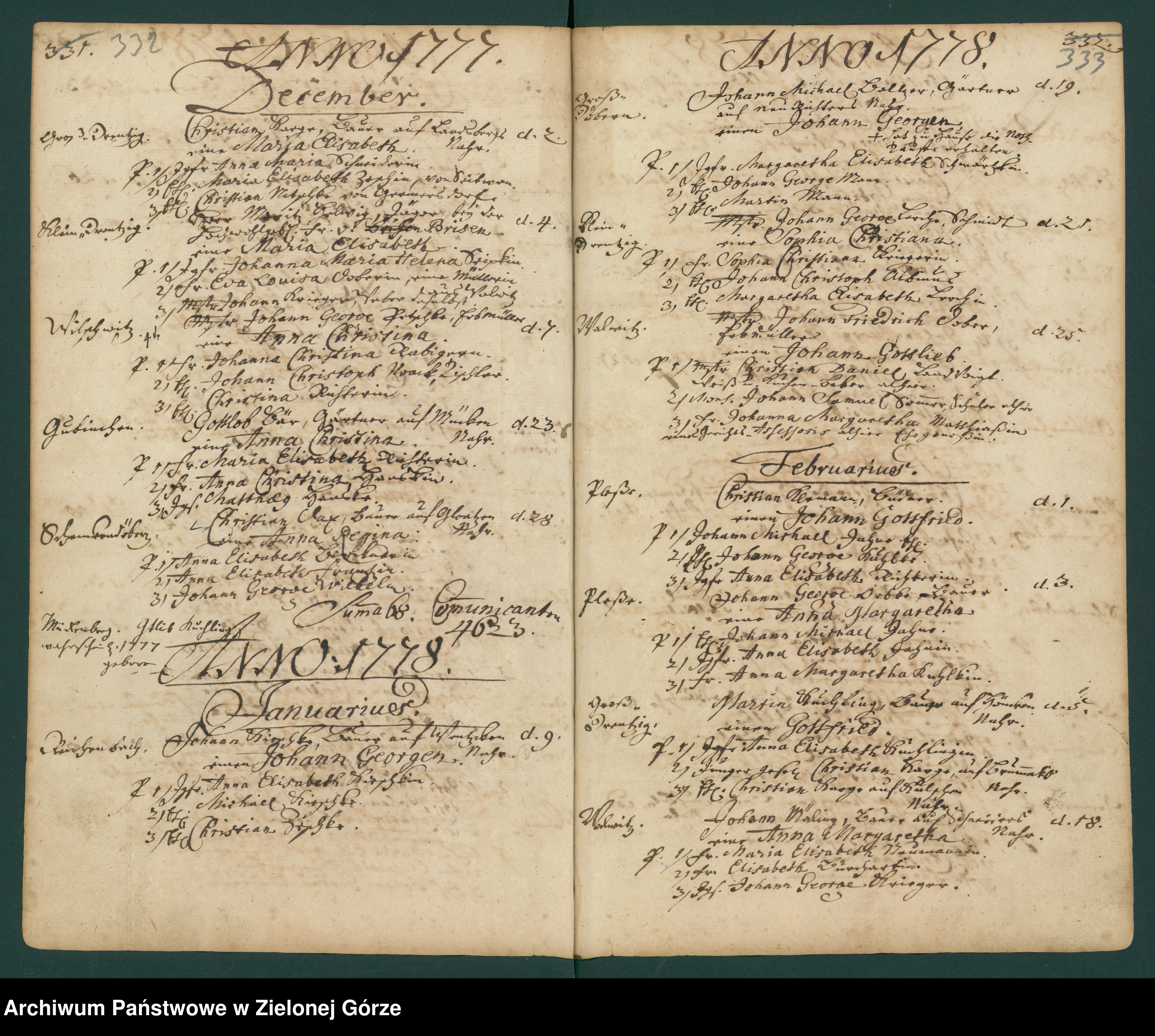 Skan z jednostki: Kirchebuch Register der in der Gubener Klosterparochie von 1737-1785 Geborner und Getaufen