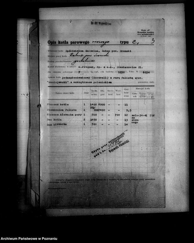 Obraz 7 z jednostki "Gorzelnia spółdzielcza w Żabnie powiat śremski nr woj. 6500"