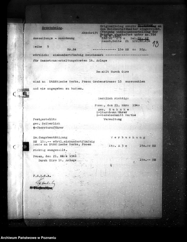 Obraz 17 z jednostki "Errichtung eines Selbstschutzes im Warthegau- Vorschuss"