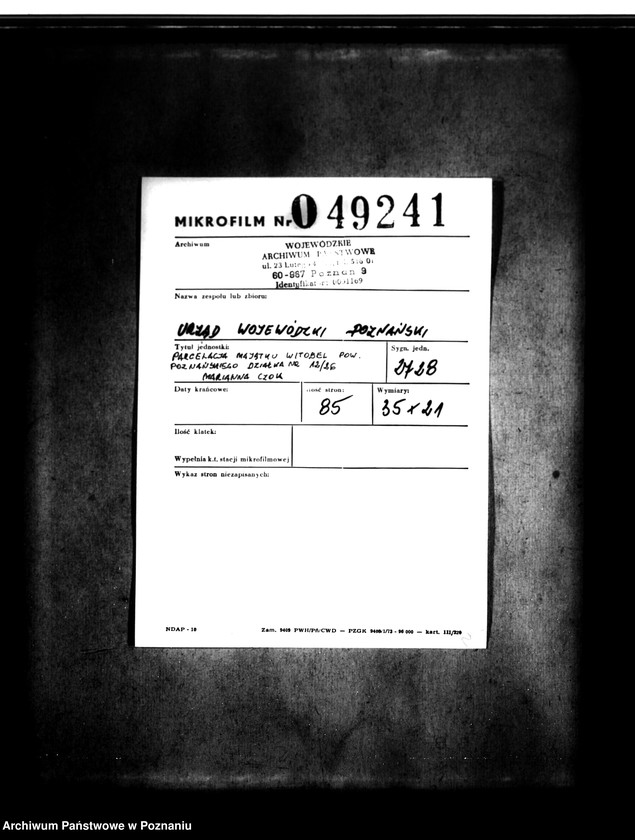 Obraz 2 z jednostki "Parcelacja majątku Witobel powiatu poznańskiego działka nr 12/26. Marianna Czok"