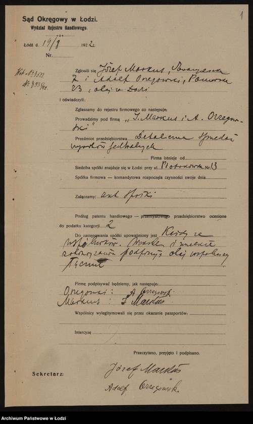 Obraz 3 z jednostki "J. Markus i A. Orzegowski – detaliczna sprzedaż wyrobów jedwabnych"