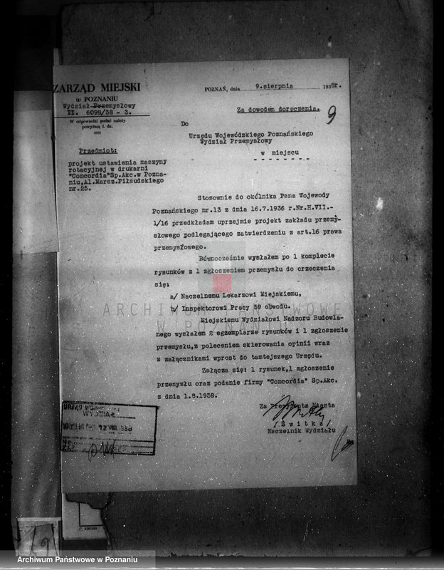 Obraz 13 z jednostki "Zatwierdzenie zakładu przemysłowego /drukarni "Concordia"/ w Poznaniu"