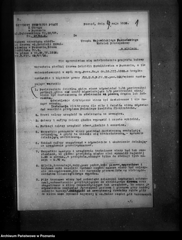 Obraz 5 z jednostki "Budowa warsztatu obróbki drzewa G. Kowalkiewiczowej Poznań Brama Dembińska 2"