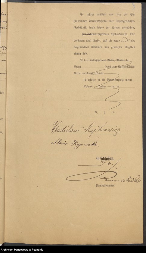 Obraz 5 z jednostki "Die von den Verlobten beigebrachten Urkunden zur Eheschliessung pro 1900"