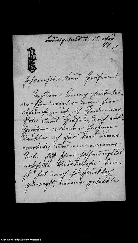 image.from.unit.number "/Baron v. Plüskow, seine Frau Clara u. Töchter Maria u. Elise an Anna Gfin Lehndorff geb. Gfin Hahn/"
