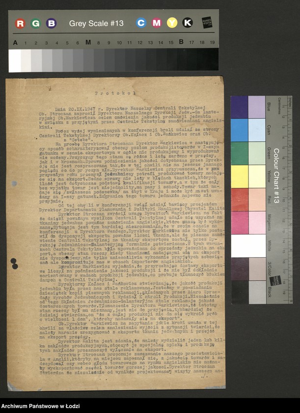 Obraz 2 z jednostki "Dyrekcja Przemysłu Jedwabniczo - Galanteryjnego; protokół z narady Dyrekcji, sprawozdania okresowe, raporty dzienne o wykonaniu planu produkcji"