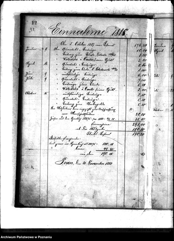 Obraz 16 z jednostki "Journal über Einnahme und Ausgaben der Böttchermeisterinnung in Posen ..."