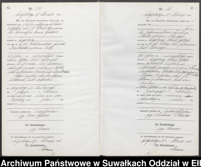 Obraz 17 z jednostki "Sterbe-Neben-Register des Preussischen Standes-Amtes Angerburg Kreis Angerburg"