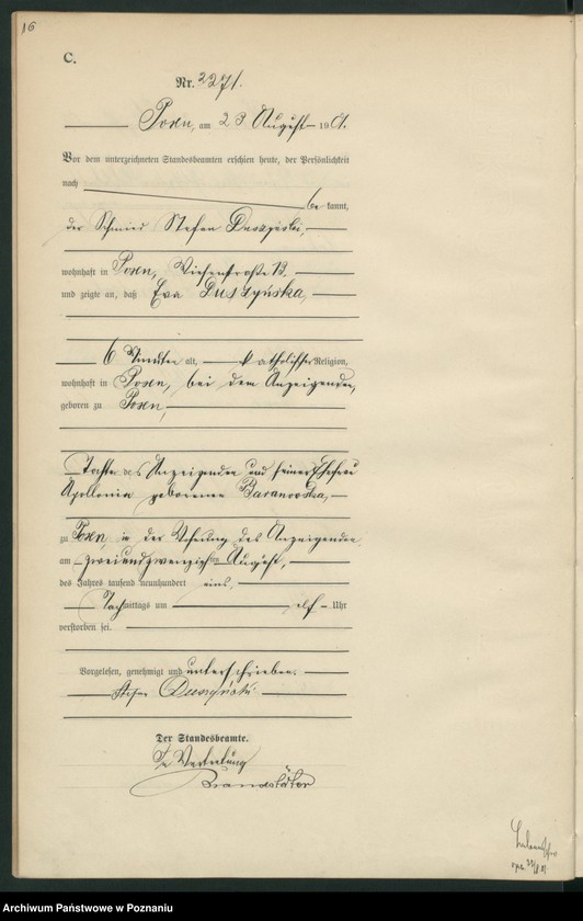 Obraz 19 z jednostki "Księga miejscowa zgonów t. V"