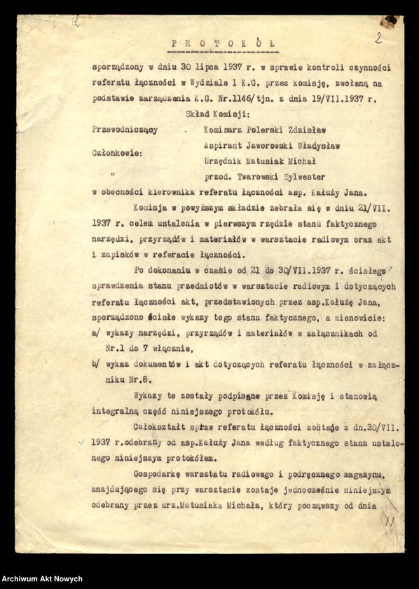 image.from.unit.number "[Kontrola Referatu Łączności Wydziału Organizacyjno - Wyszkoleniowego. Protokół, notatki.]"