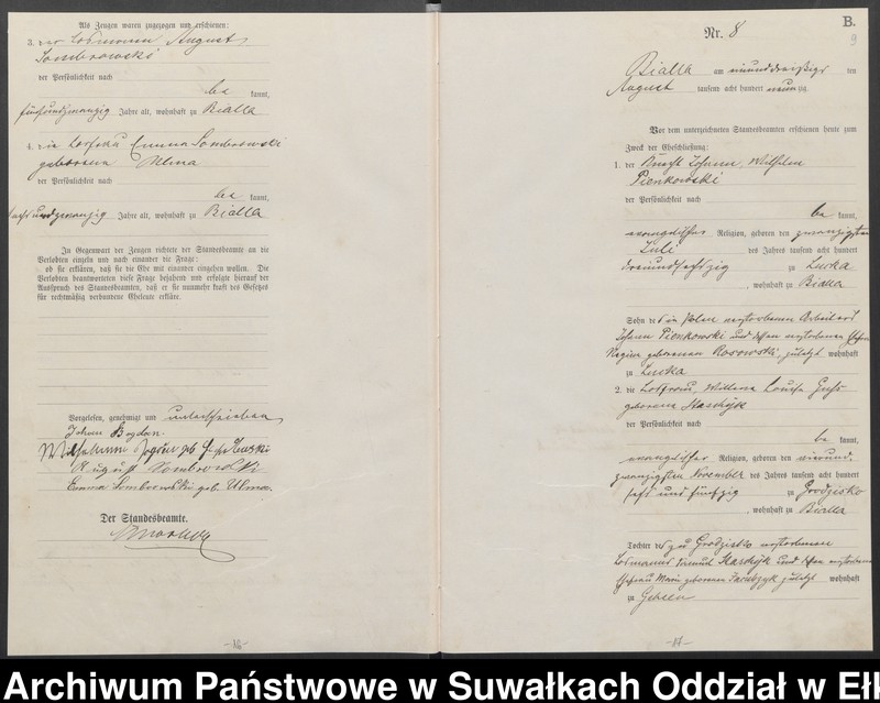 image.from.unit.number "Heiraths-Haupt-Register des Königlichen Preussischen Standes-Amtes Bialla Kreis Johannisburg"