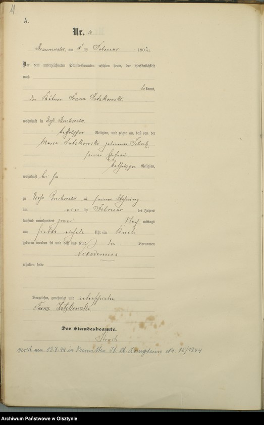 image.from.unit.number "Geburts-Haupt-Register Nr 1 - 71"