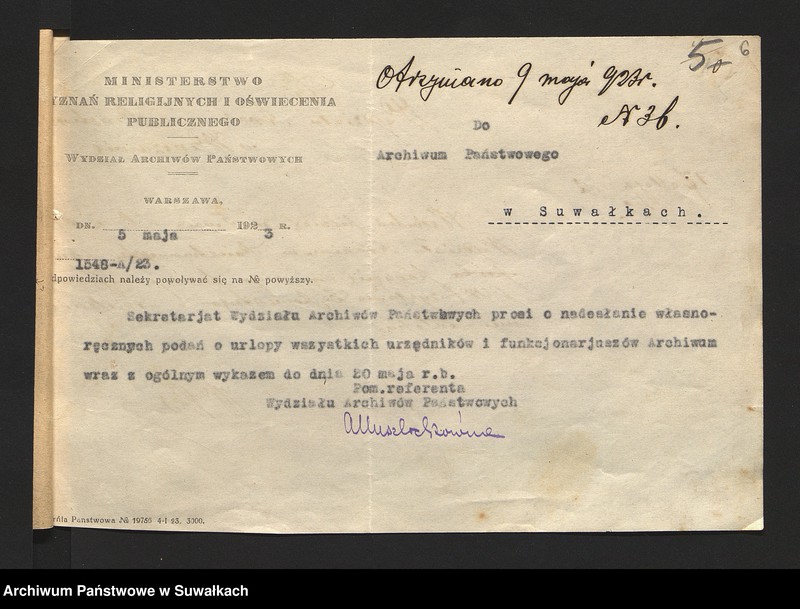 image.from.unit.number "[Korespondencja w sprawie danych personalnych woźnego Władysława Dębowskiego]"