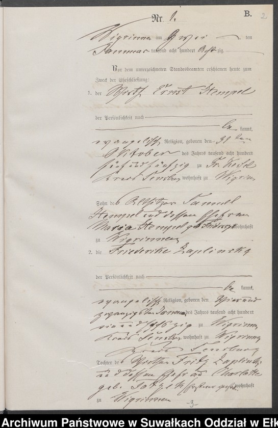 image.from.unit.number "Heiraths-Haupt-Register des Königlich Preussischen Standes-Amtes Guszianka Kreis Sensburg"