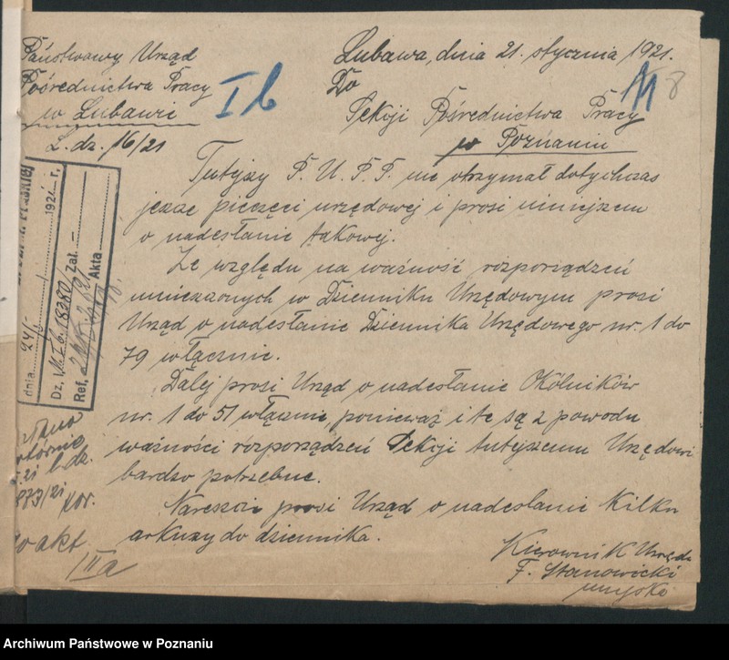 Obraz 8 z jednostki "Ministerstwo B.Dz.Pruskiej Dep.13.Pracy i Opieki Społecznej Wydział Pośredn.Pracy PUPP Lubawa"