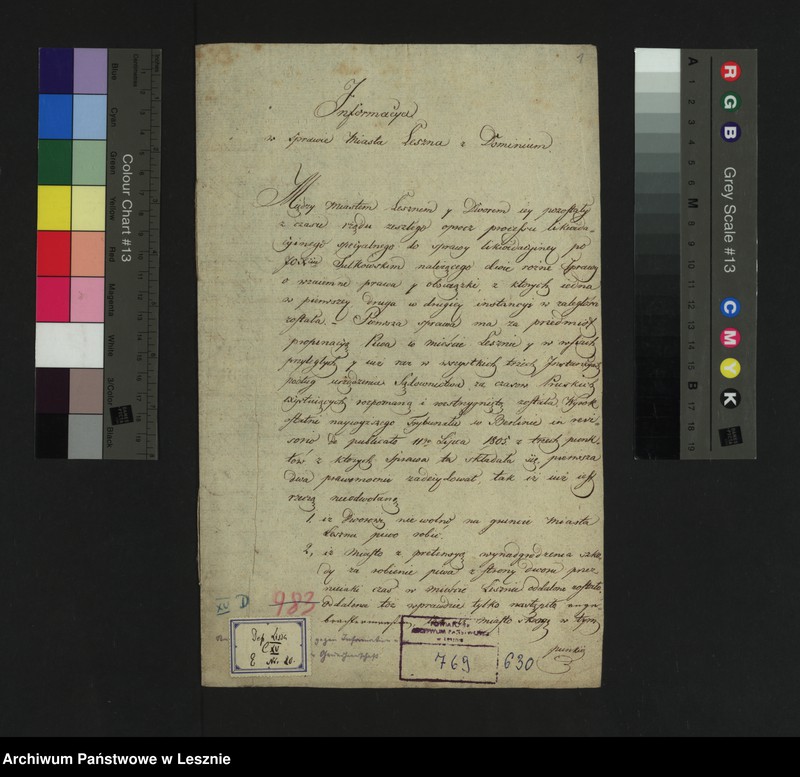 Obraz 3 z jednostki "[Informacja w sprawie miasta Leszna z Dominium]"