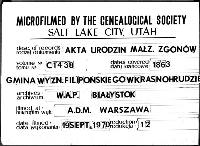 image.from.unit.number "Duplikat Urodzonych, Zaślubionych i Zmarłych Sekty Filiponów Okręgu Krasnohruda za rok 1863"
