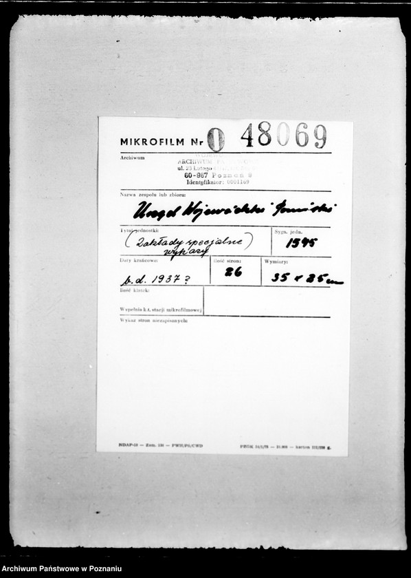 Obraz 2 z jednostki "/Zakłady specjalne/ wykazy"