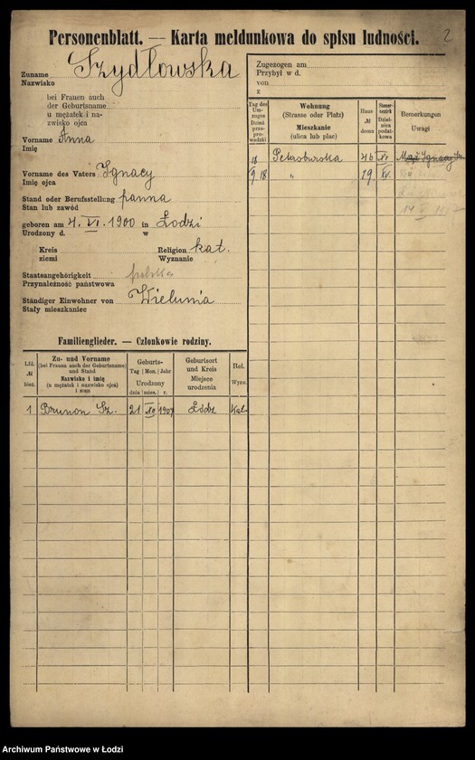 Obraz 4 z jednostki "[Spis ludności Łodzi] Szydłowska-Szymanowski"