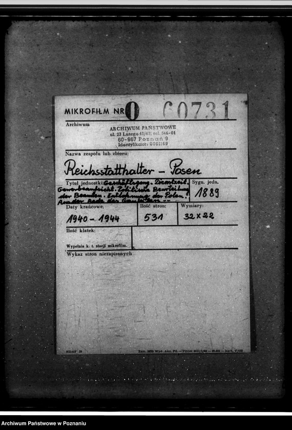 Obraz 2 z jednostki "Geschäftsgang. Dienstzeit. Gewerbeaufsicht. Politische Beurteilung der Beamten. Entlohnung der Polen. Ausder Rede des Gauleiters"