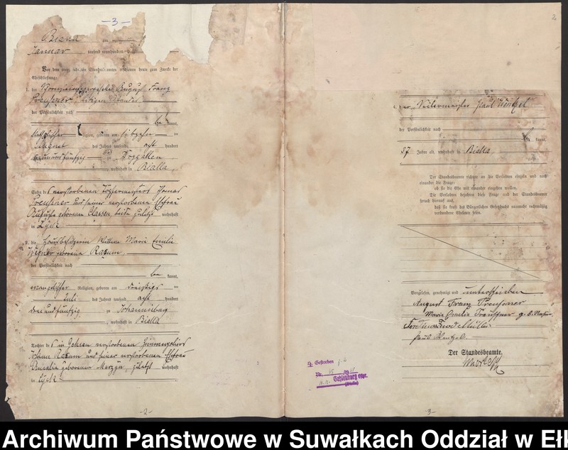 image.from.unit.number "Heiraths-Haupt-Register des Königlichen Preussischen Standes-Amtes Bialla Kreis Johannisburg"