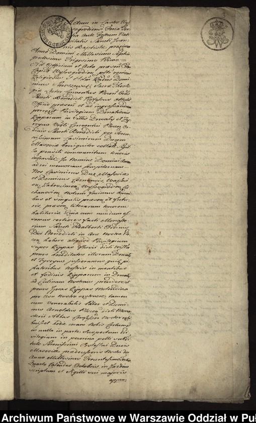 image.from.unit.number "Dwie kopie ekstraktu z ks. gr. wyszogrodzkich oblaty z 1731 roku dokumentu, w którym Kazimierz, ks. mazowiecki (1353, 15 V idibus maii - in Wyszogrod) potwierdza przywilej Bolesława, ks. mazowieckiego (1303, 28 IX quarto calendas octobris - in Jazdów), w którym książę nadaje klasztorowi benedyktynów w Płocku brzeg Wisły we wioskach Drwały i Zyrzyno"