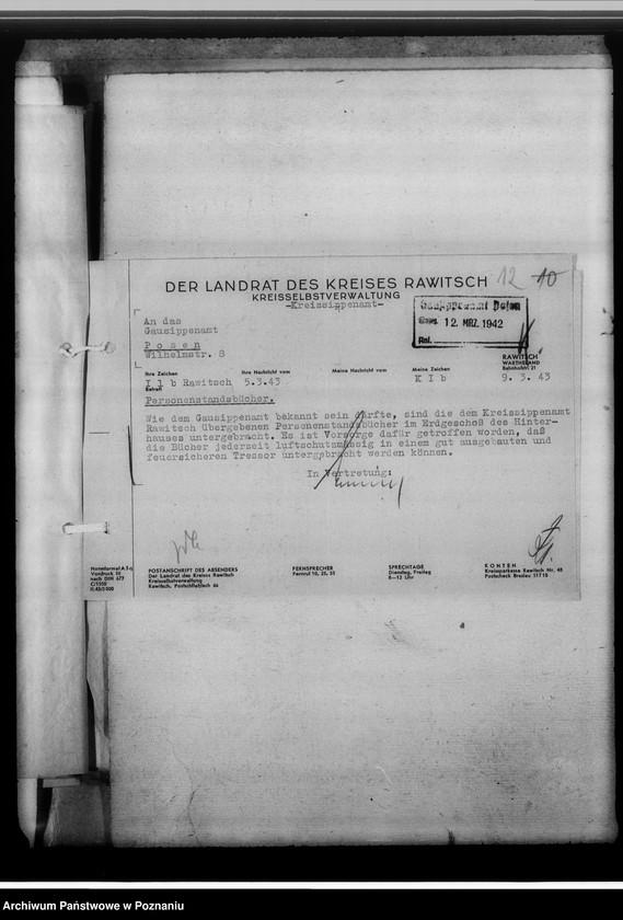 Obraz 16 z jednostki "[Korespondencja w sprawach organizacyjnych, sprawozdania z działalności], Kreissippenamt Rawitsch [Rawicz]"