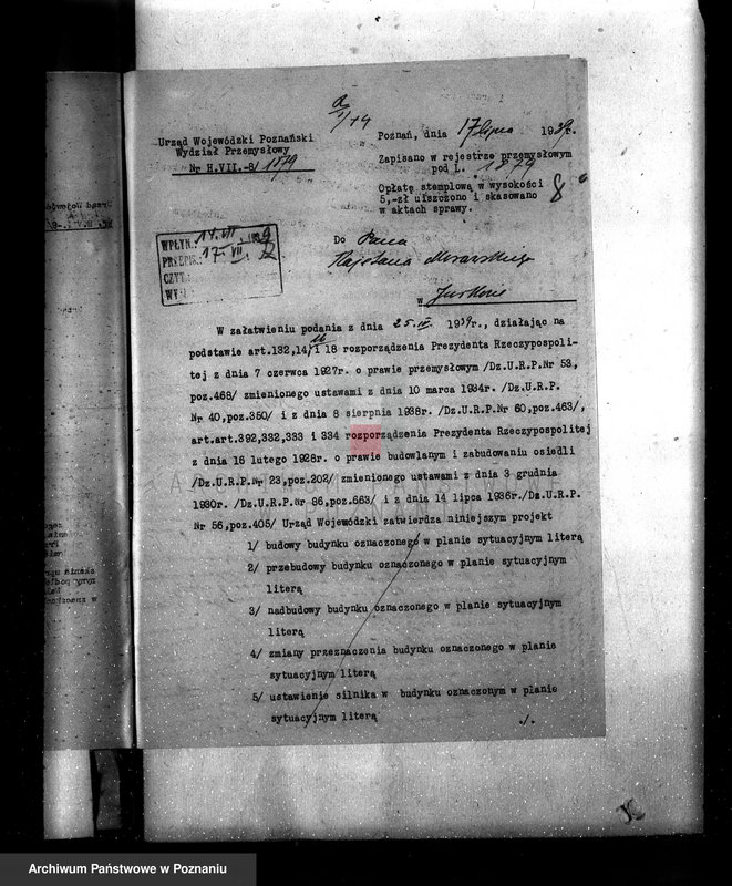 Obraz 12 z jednostki "Budowa gorzelni w maj. Jurkowo, pow. kościański, własność Kajetan Morawski"